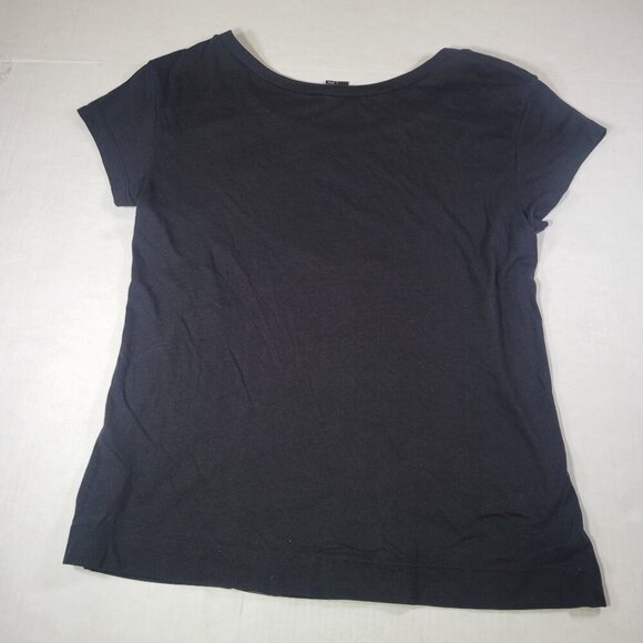 Theory Jovie Black Short-Sleeve Metallic Sequined Pima Cotton Blend Top Size XS - Picture 6 of 6